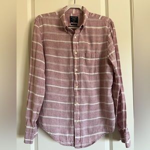 Abercrombie & Fitch Medium Linen Striped Shirt (Red & White)